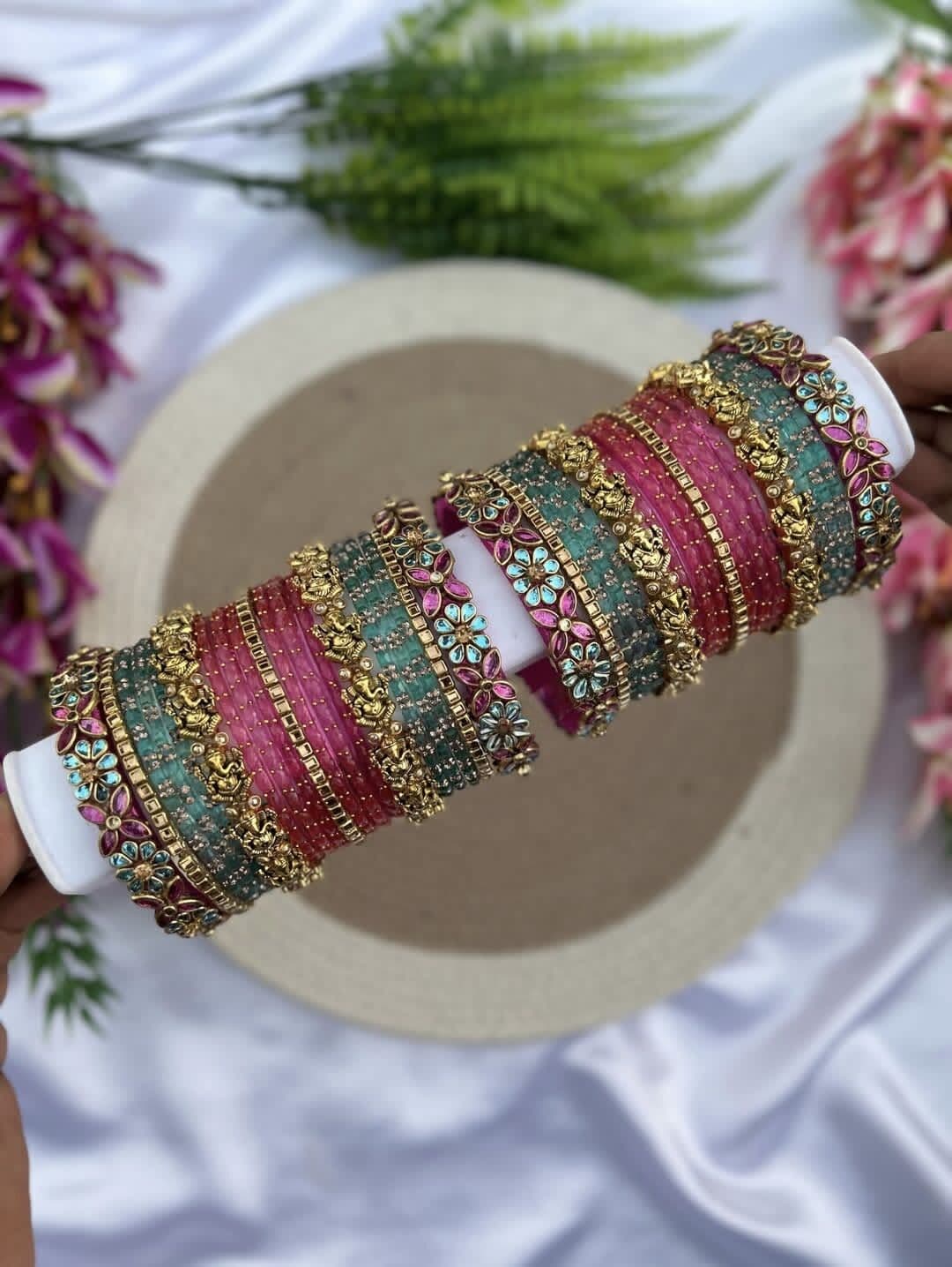 Handcrafted ruby silk festive bangles