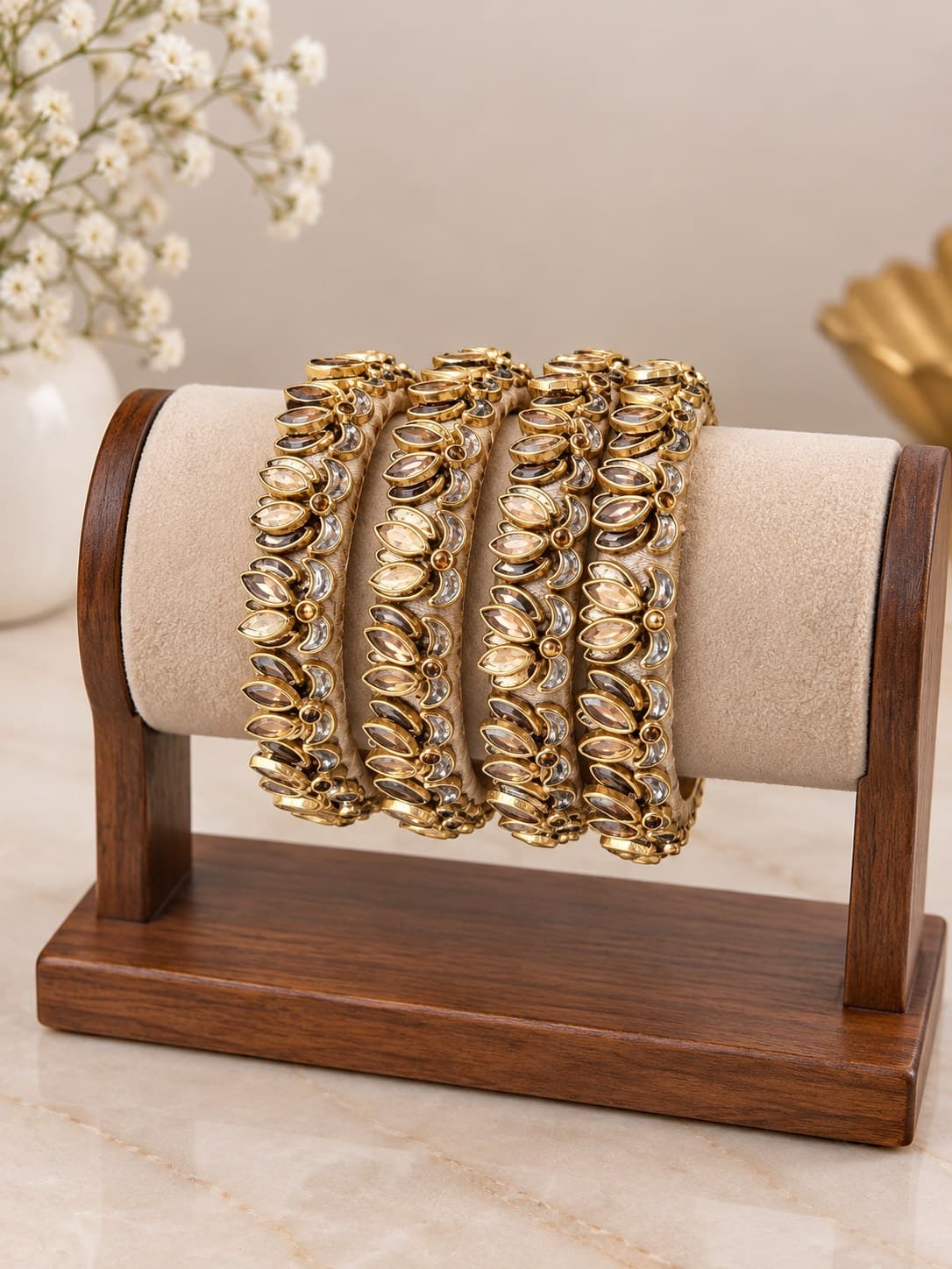 Champagne Petal handcrafted bangles by AD Collections