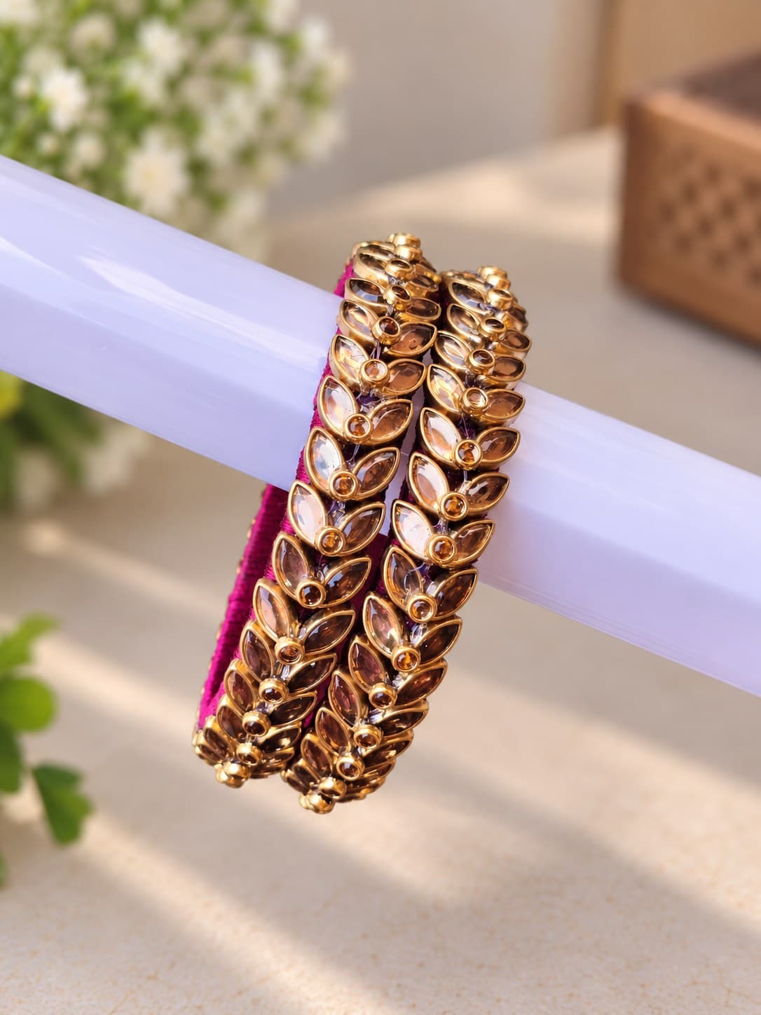 Amber Leaf handcrafted bangles by AD Collections