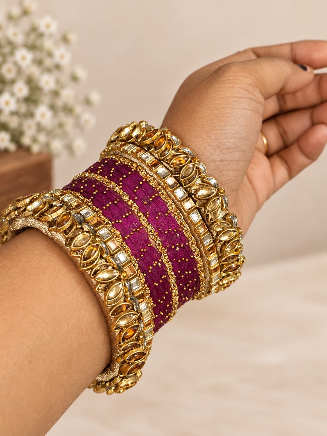 Satin Amber handcrafted bangles by AD Collections